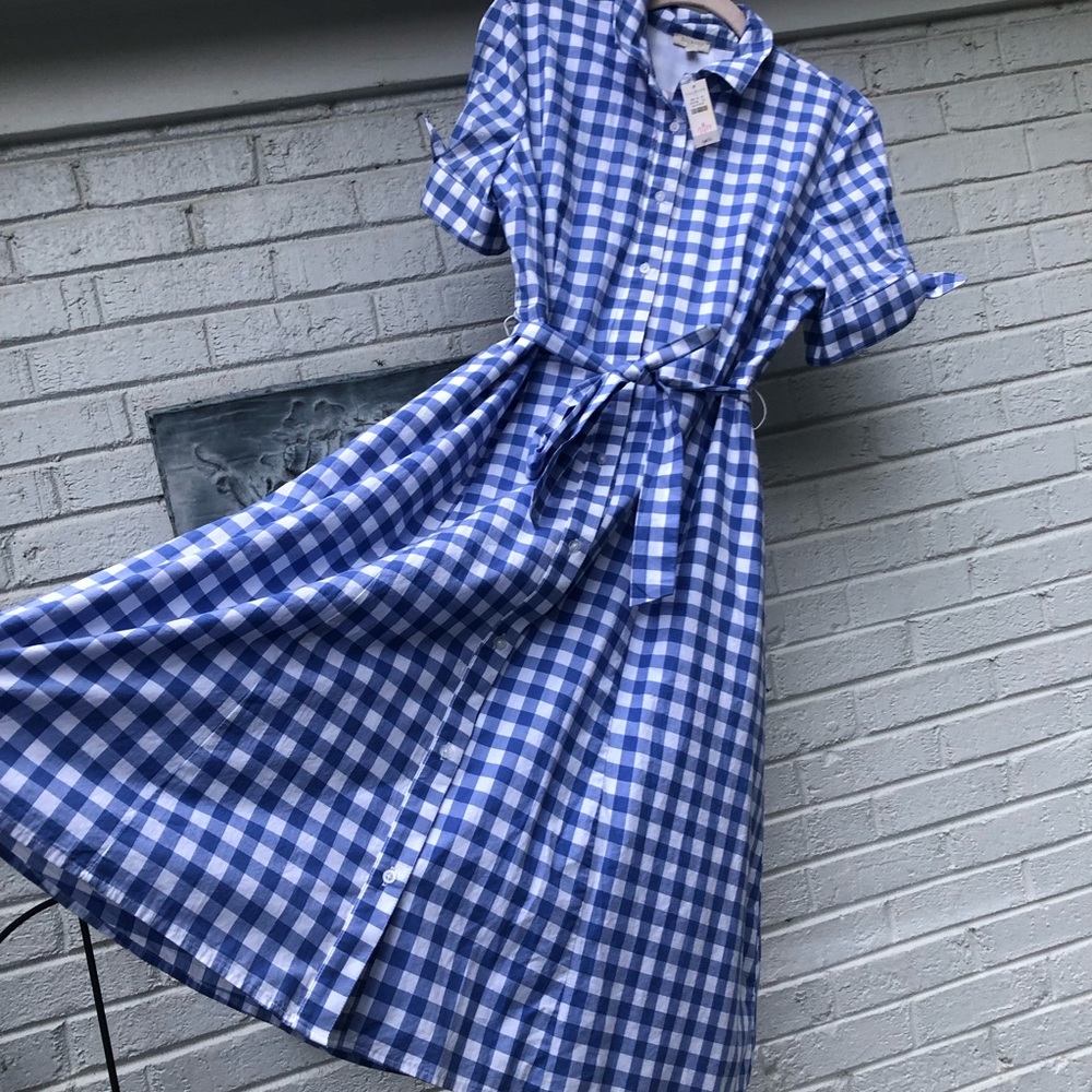 Talbots Blue Ruffled Smocked Midi Dress